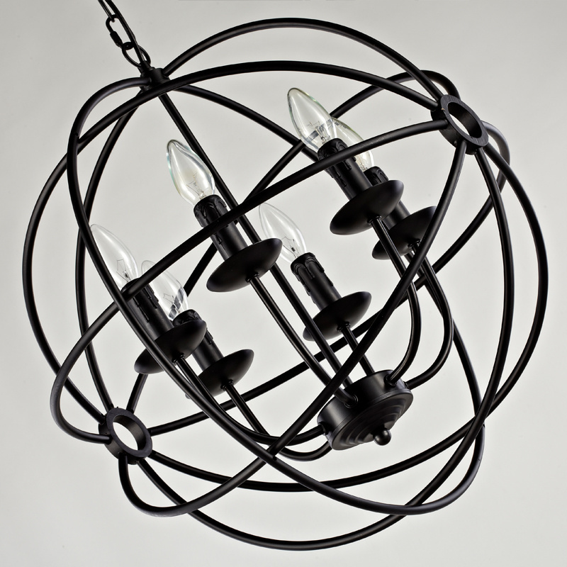 Vintage Pendant Lamp Black Iron Hanging Light Round ORB Industrial Chandelier