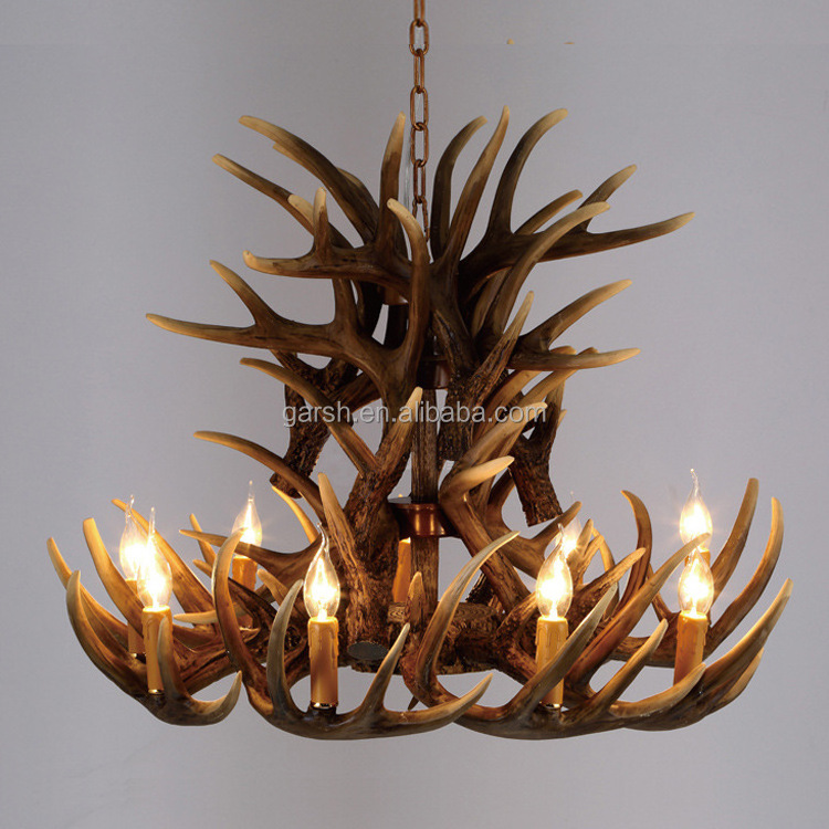 Antique Brown Resin Deer Antler Chandelier