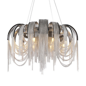 Modern Decorative Silver Chain Projection Light Chandelier