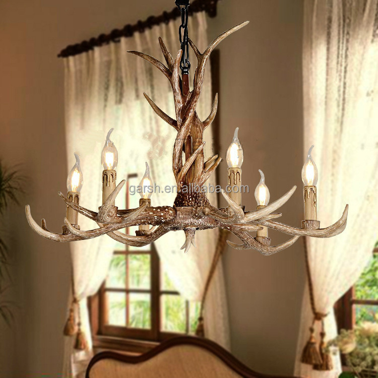 Antique Brown Resin Deer Antler Chandelier