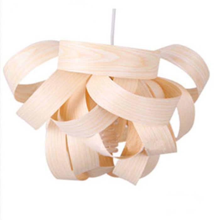 Indoor Lights Southeast Asia Wood Veneer Pendant Lamp For Restaurant