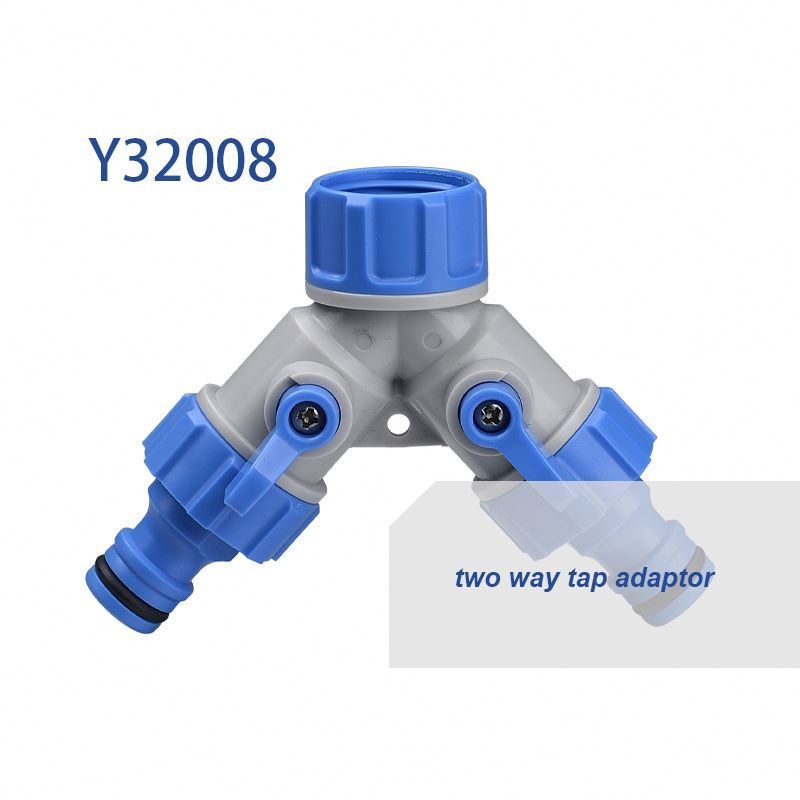 Gartenkraft Y32008 Plastic 3/4'' 2 Way Tap Adaptor Faucet Connector Water Distributor Water Splitter for Garden Hose