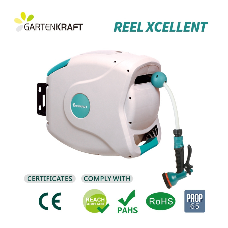 GARTENKRAFT Retractable Automatic Water Drum Wall-Mounted Garden Hose Reel