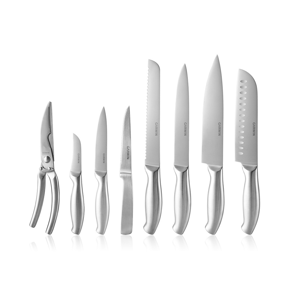 Garwin 13pcs High Quality Stainless Steel Cutlery New Kitchen Knife Set with Hollow Handle Including Chef & Steak Knife Cutting