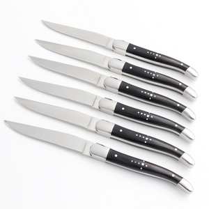 Laguiole Style Steak Knife Set with Pakka Wood Handle in Wooden Box - Premium Cutlery for Fine Dining Experience