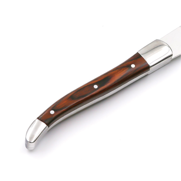 4.3 Inch High Quality Half Serrated and Half Sharp Blade Steak Knife with Brown Pakka Wood Handle