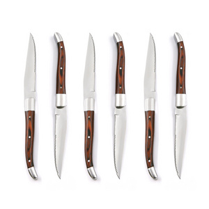 4.3 Inch High Quality Half Serrated and Half Sharp Blade Steak Knife with Brown Pakka Wood Handle