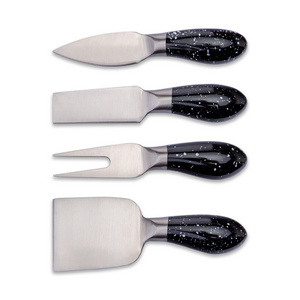 New 4 Pcs Black Painting Handle Cheese Tools Set with Magnetic Knife Holder