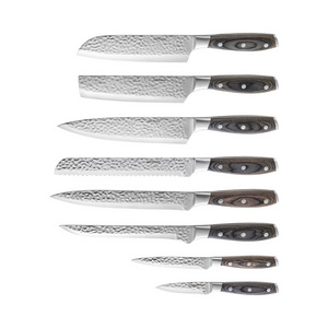 Garwin New Style Japan Hammered Chef Kitchen Knives Stainless Steel Kitchen Knives Sets With Wood Handle Home