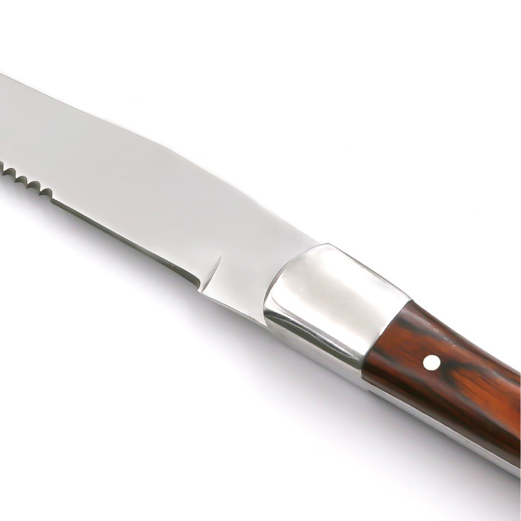 4.3 Inch High Quality Half Serrated and Half Sharp Blade Steak Knife with Brown Pakka Wood Handle