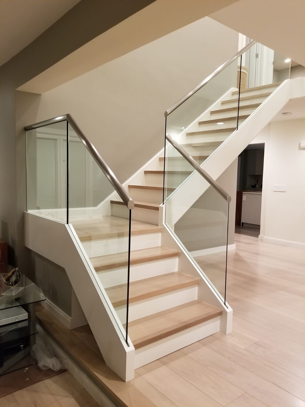 Indoor Duplex Straight Staircase Stairs and Modular Stairs With Wood Treads