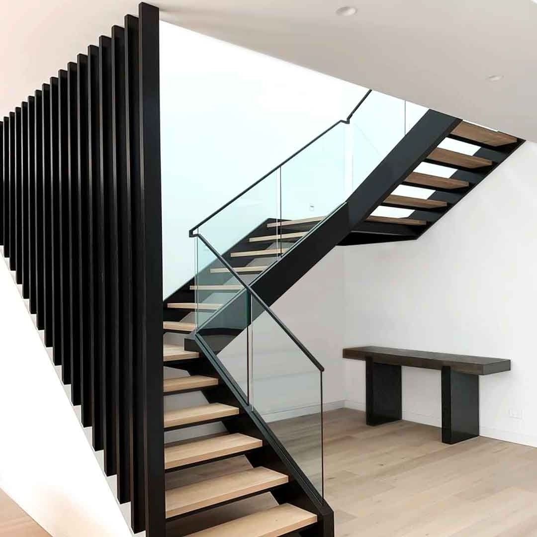 Indoor Duplex Straight Staircase Stairs and Modular Stairs With Wood Treads