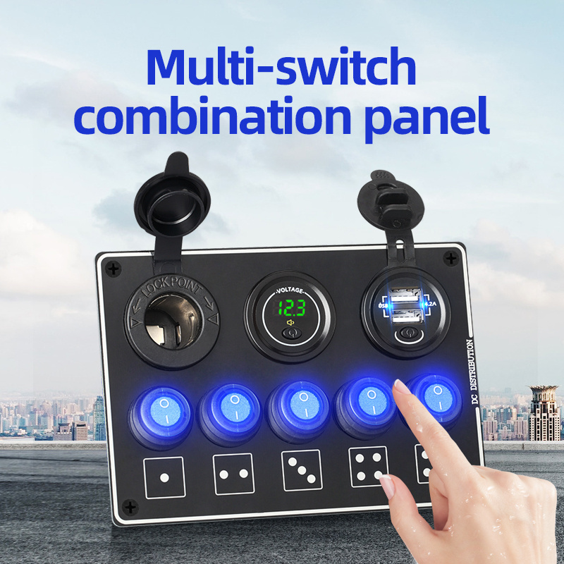 gang light touch switch led panel LED ship car marine off road light switch panel waterproof dc 12v