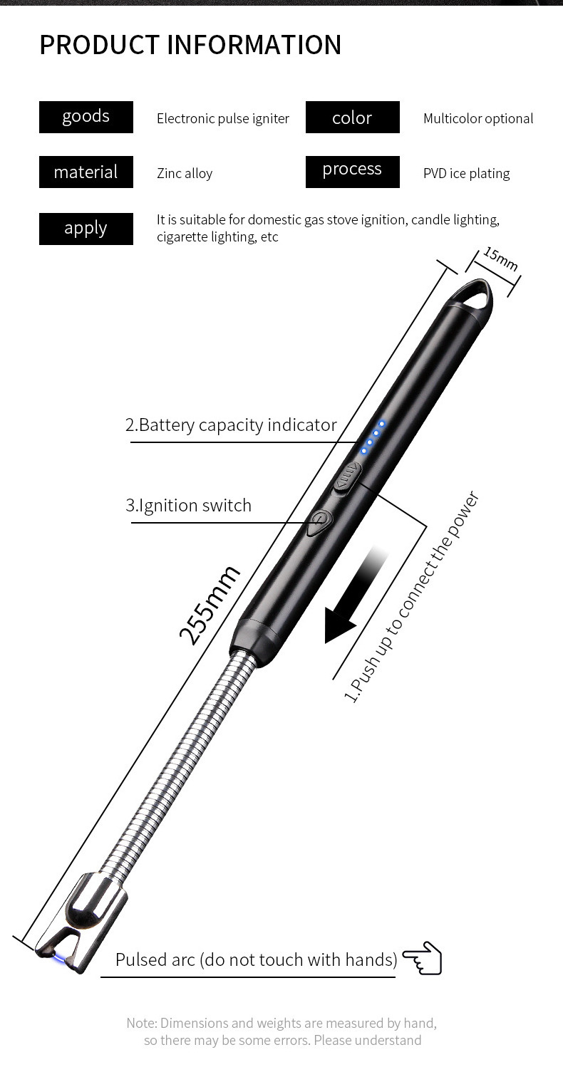 Wholesale 360 Rotation USB Rechargeable Electric Arc Lighter LED Battery Kitchen BBQ Candle Metal Lighter Plasma Lighter