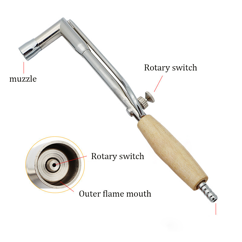 Adjustable Flame Gas Torch Solder With Wood Handle Pipe Jewelry Welding Torch Gold Beating Tool