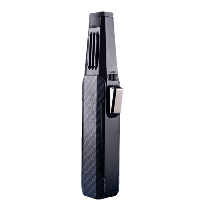 Butane Torch Lighter Gold Lacquer Zinc Alloy body with Black carbon fiber jobon Windproof torch jet lighter