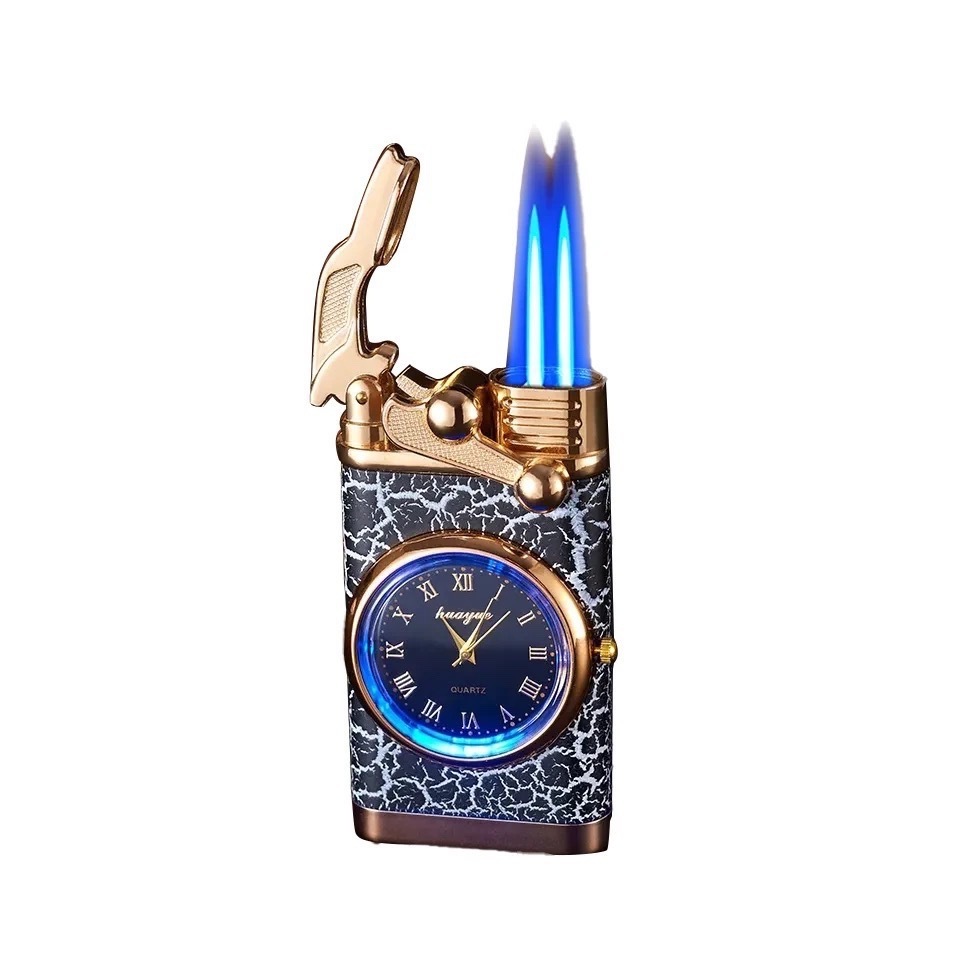 New Double Flame Lighter Custom Logo Lighter Straight Flame Gas Flame Lighter For Cigarette strap watch Lighter