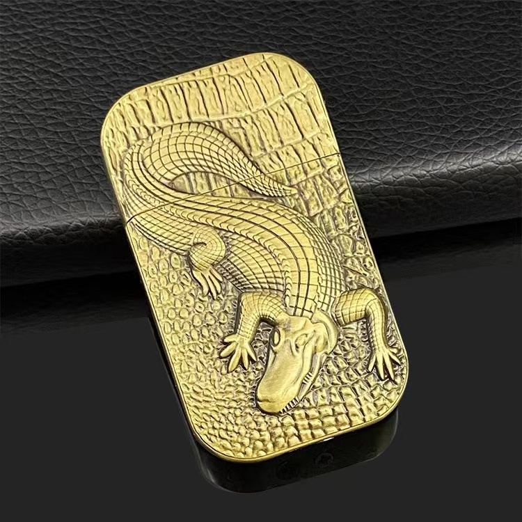 Creative Hot Sell Metal  croc flame lighter Smoking Cigarette gas Crocodile  Embossed lighter