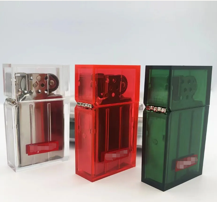 High-grade acrylic transparent shell creative cigarette lighter can be filled kerosene windproof clear lighter