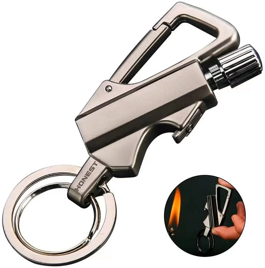 New Multi-function Oil Lighter Bottle Opener Metal Matchstick Match Keychain outdoor waterproof kerosene lighter