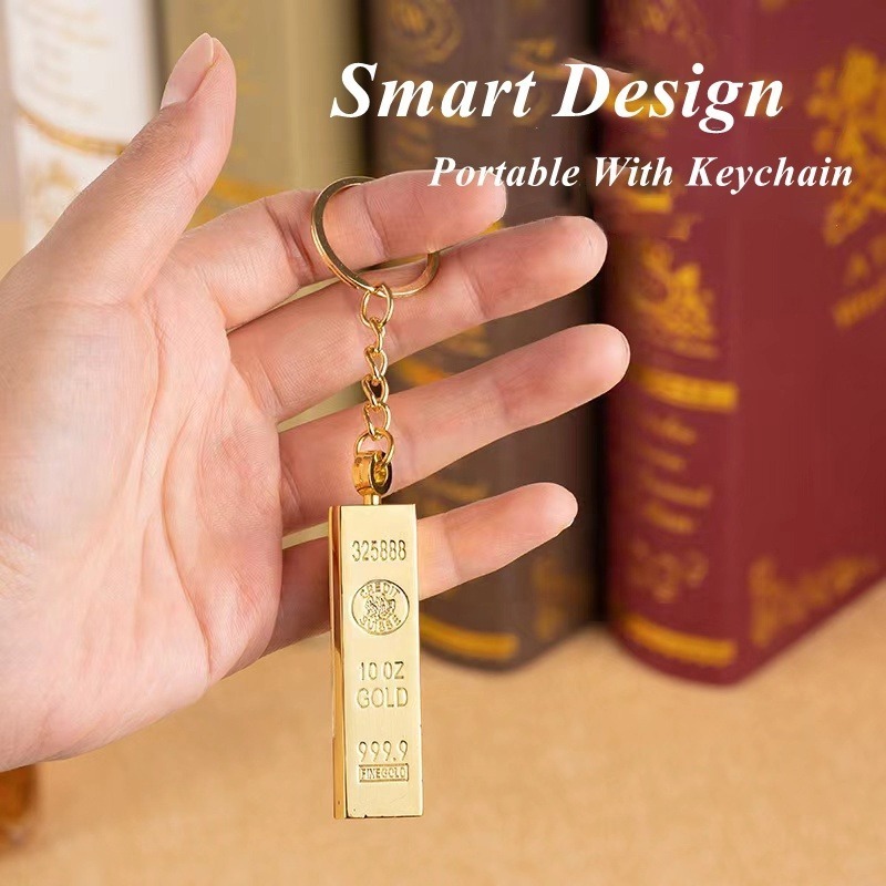 Hot Selling Mini Creative Gold Bars Match Oil Lighter,Portable Wholesale Waterproof forever match lighter With Keychain