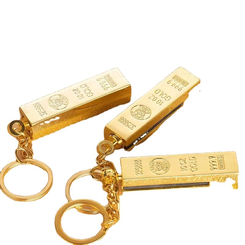 Hot Selling Mini Creative Gold Bars Match Oil Lighter,Portable Wholesale Waterproof forever match lighter With Keychain