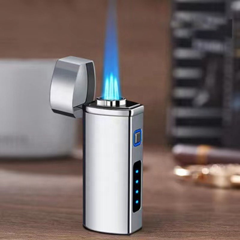 Jiaxin Factory Direct Sell Zinc Alloy 3 Jet Torch Lighter Gas with USB Rechargeable  Butane Triple Jet Flame Torch Cigar Lighter