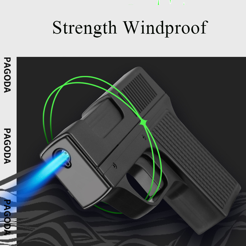 Creative Pistol Model Torch Turbo Lighter Dual-purpose Spray Gun Butane Gas Windproof Double Flame Torch Lighter