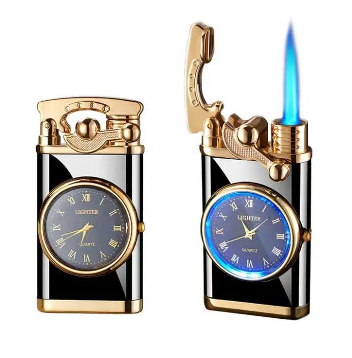 Jiaxin 2023 Newest Creative Multi-functional Gas Lighter Clock Lighter With Clock