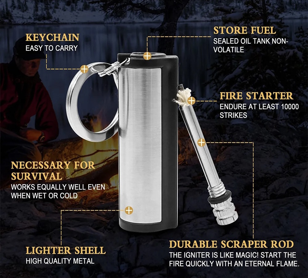 Wholesale metal forever keychain kerosene oil candle lighter match chain key stick lighters