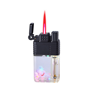 2023 new windproof lighter with LED transparent lamp custom logo