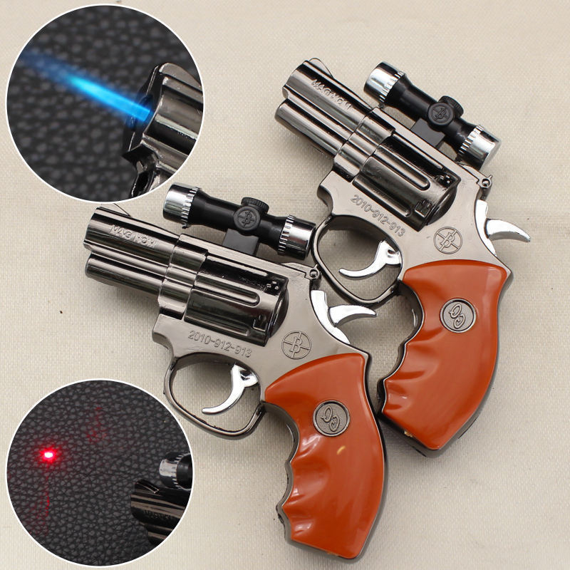 Infrared flashlight windproof lighter laser lighting dual-purpose inflatable butane lighter