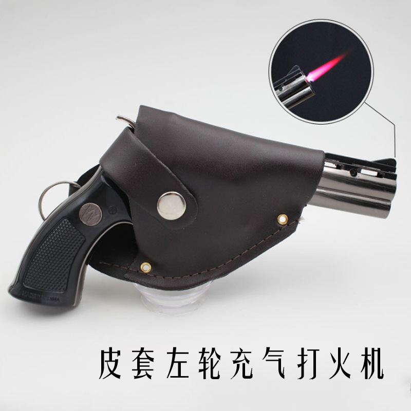 Metal Windproof Cigarette Cigar igniter With Holster Pistol Gun custom lighter jet torch lighters gun lighter pistol