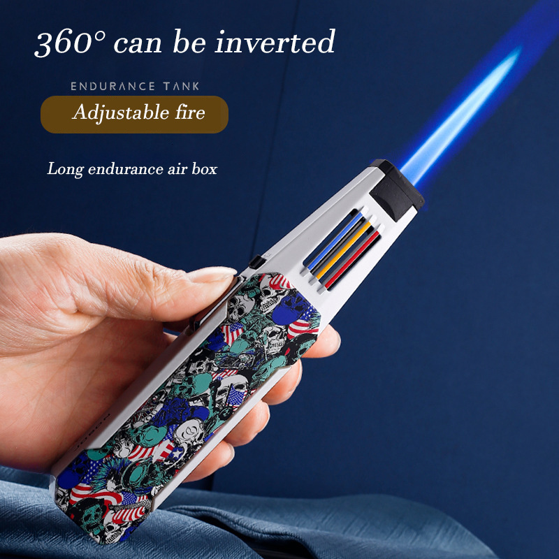 Butane Torch Lighter Gold Lacquer Zinc Alloy body with Black carbon fiber jobon Windproof torch jet lighter