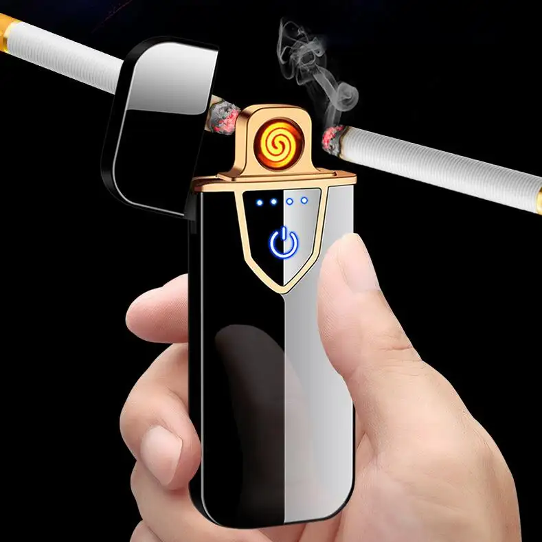 Custom logo Usb charging lighter touch screen electronic cigarette lighters small rechargeable electric lighter