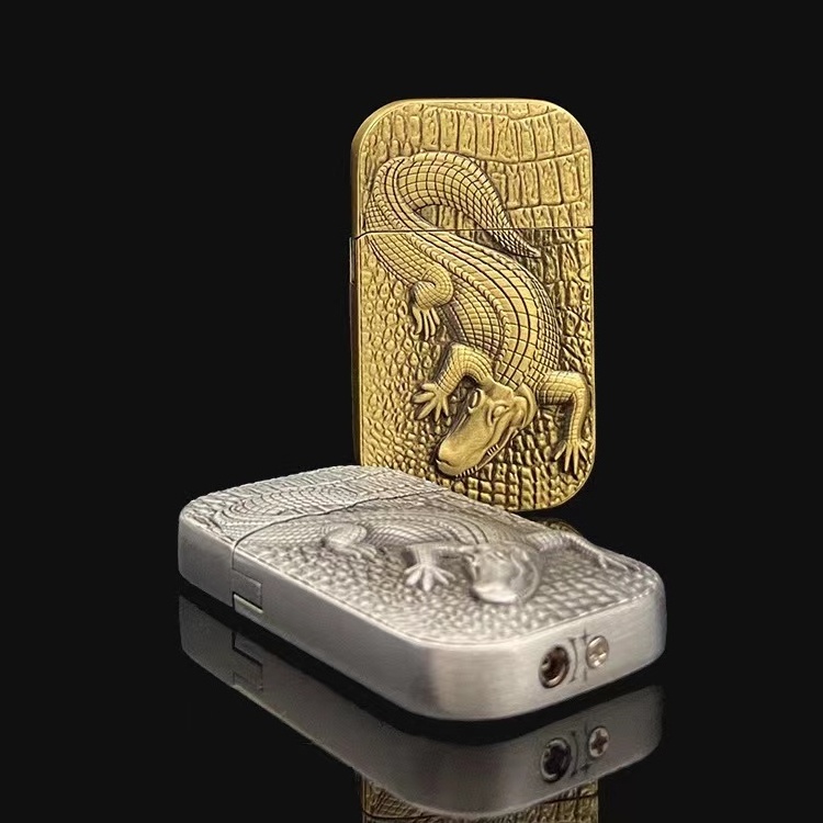 Creative Hot Sell Metal  croc flame lighter Smoking Cigarette gas Crocodile  Embossed lighter