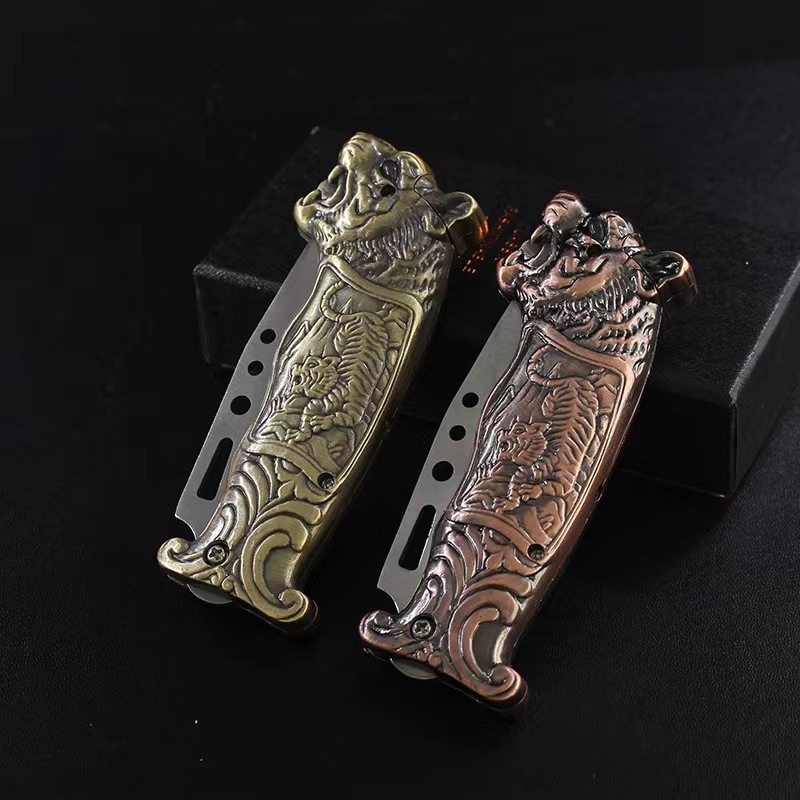 hot sell blue flame tiger double fire lighter novel Knife Windproof Refillable Tiger torch lighter