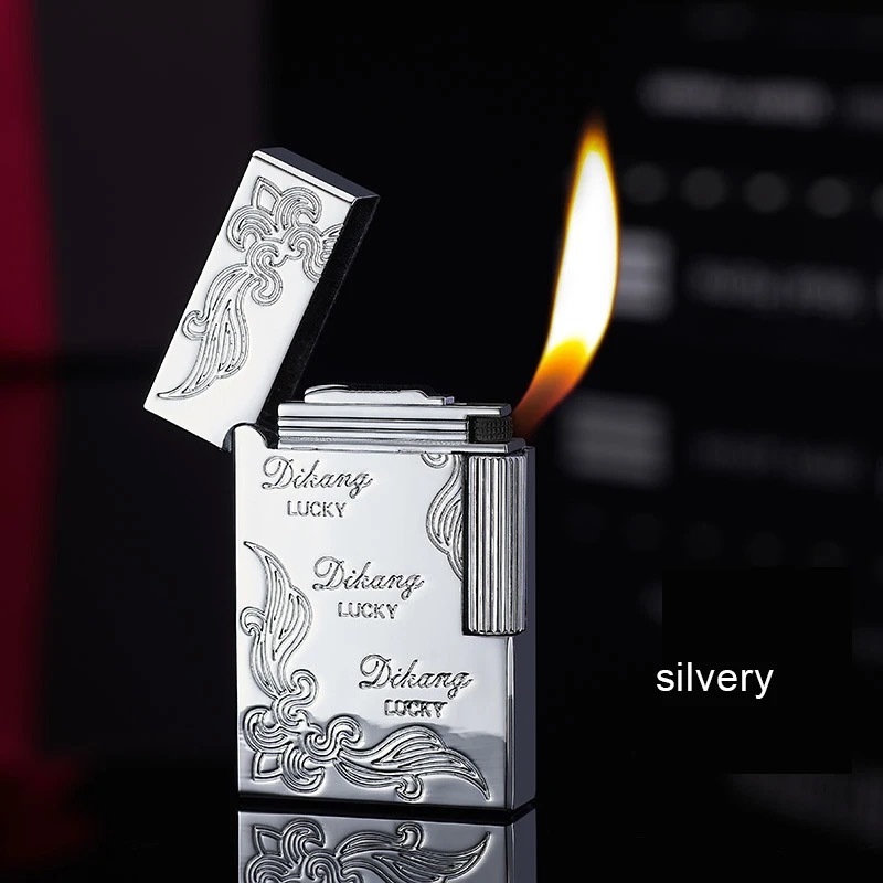 creative inflatable lighter metal open flame personality small side grinding wheel ignition lighter