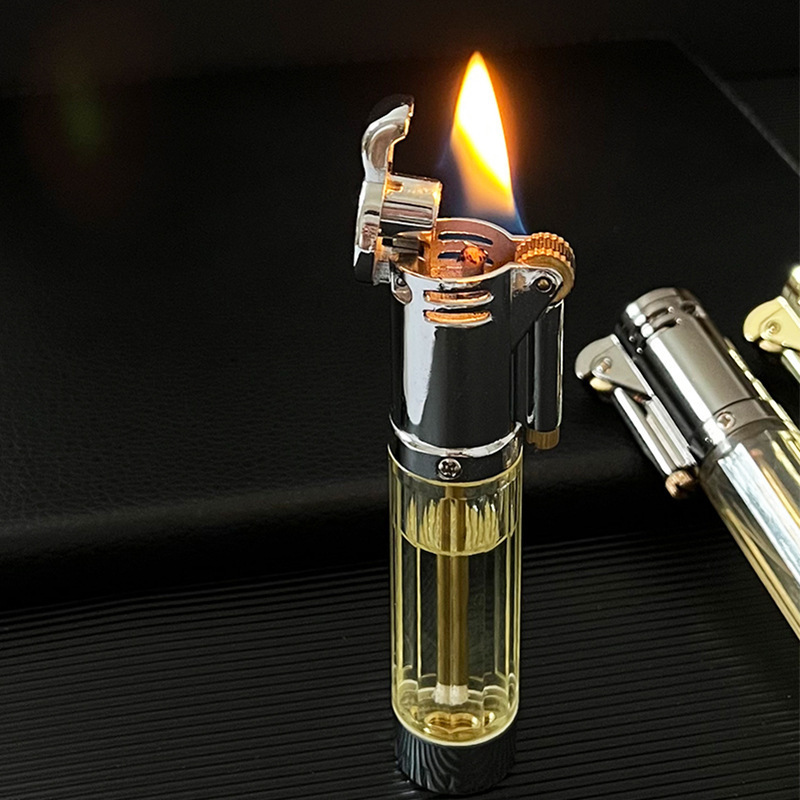 Jia Xin Large capacity oil storage smoking lighter grinding wheel transparent kerosene lighter