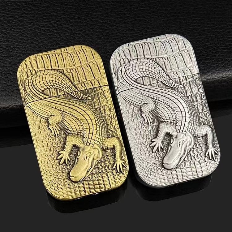 Creative Hot Sell Metal  croc flame lighter Smoking Cigarette gas Crocodile  Embossed lighter