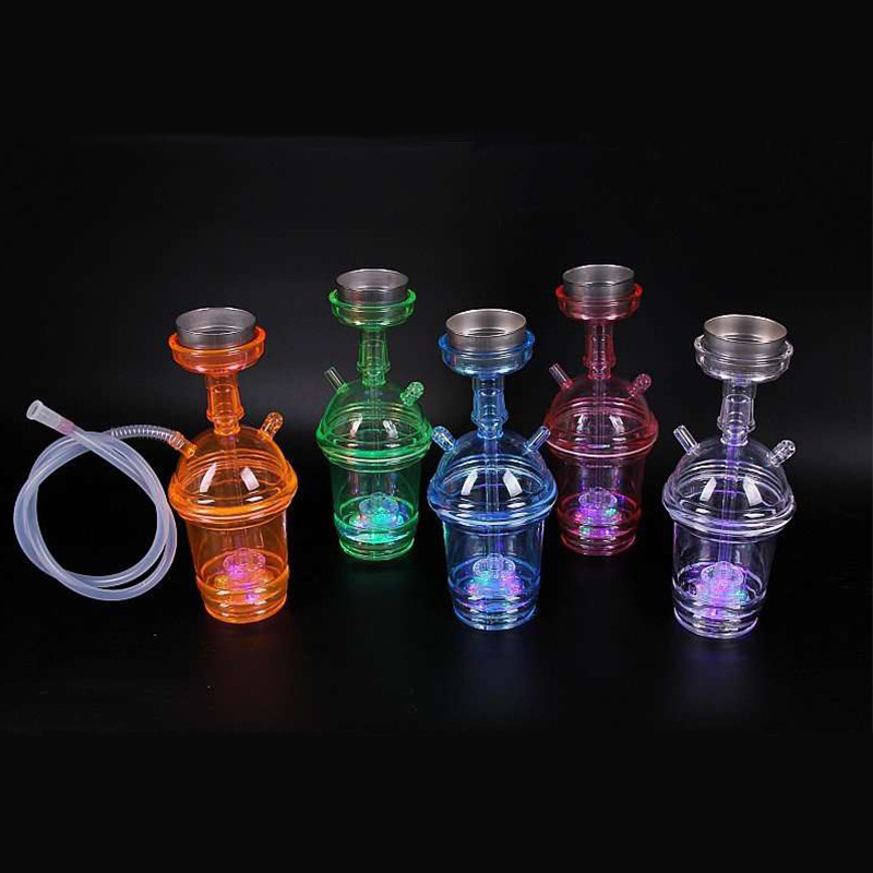 Wholesale car portable pink acrylic hookah with LED lights