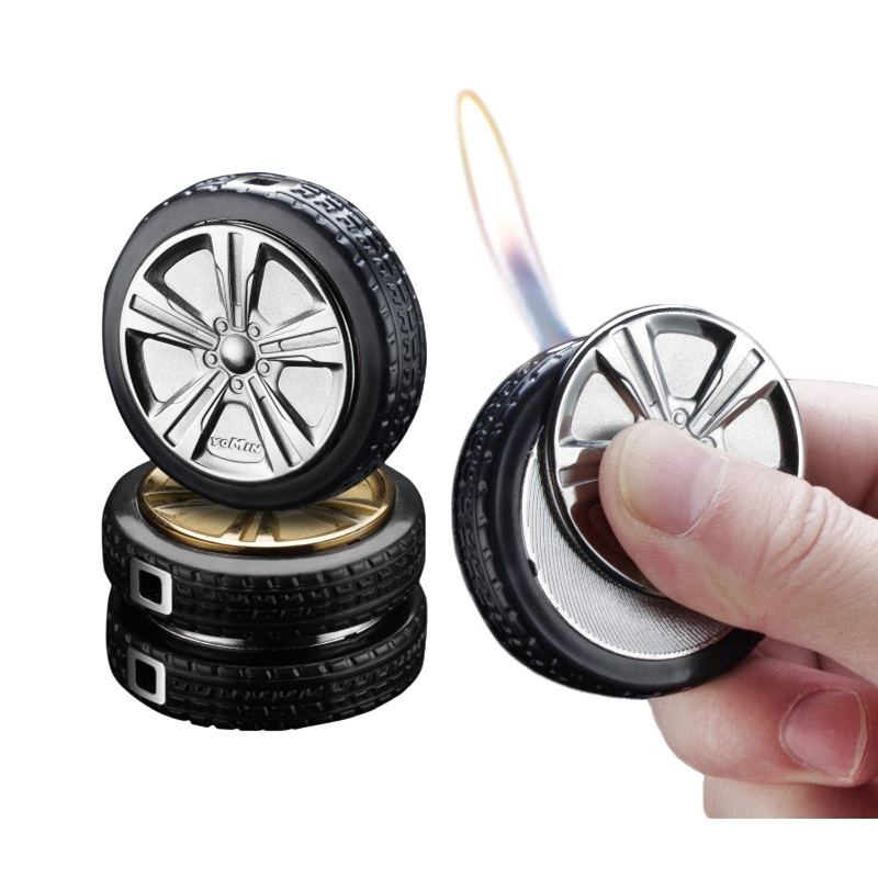 JiaXin Adjustable Flame Tire Gas Lighter Creative Metal Open Flame Lighter Smoking Accessories Encendedor