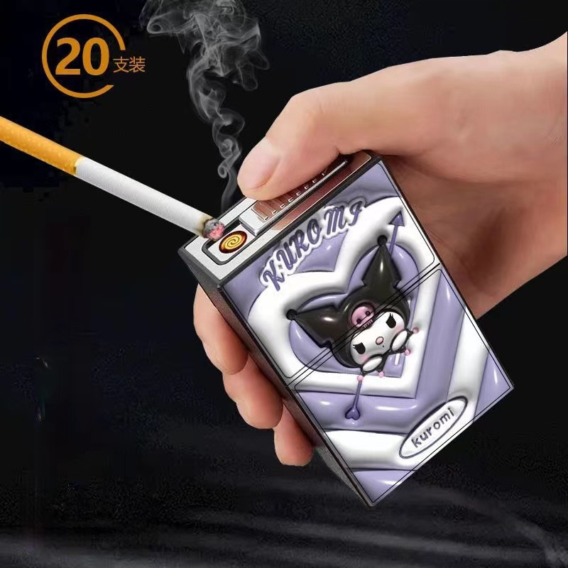 Stylish cigarette case with Stylish cigarette case withElectronic and Flameless Outdoor Portable cigarette case with usb lighter