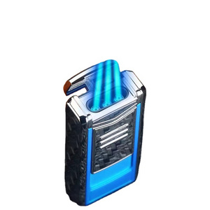 Cheap Blue Flame Three Straight Flames Smoking  Windproof Jet Torch Cigarette Cigar Lighter Refillable Empty Gas