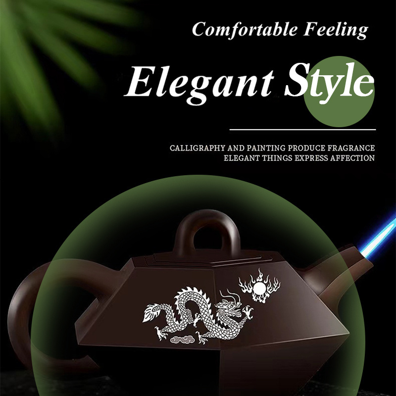 Hot sale creative design new gift Elegant style creative ceramic kettle gas lighter Creative Ceramic Teapot Lighter