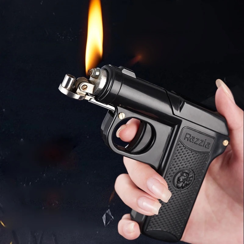 JiaXin Creative Gun-shaped Cigarette Box Igniter Kerosene oil Lighter Can Hold 6 PCS Of Ordinary Cigarettes Gadgets For Men