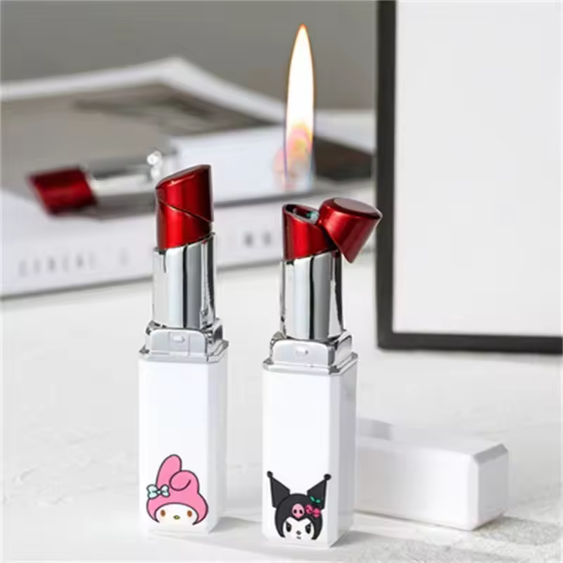 New Creative Design Customized logo Cute Lipstick Shape Single Flame Gas Lighter Lady Women Portable Cigarette Cigar Lighters