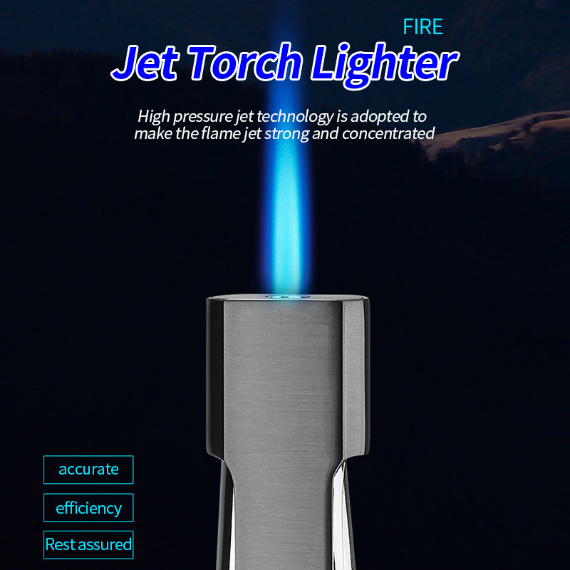 Long strip side hit inflatable straight punch lighter large fire cigar pipe lighter Flame inflatable windproof lighter