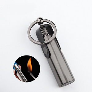 Portable Smoking Accessories Metal Kerosene Cigarette Oil Matchstick Flint Lighter With Keychain