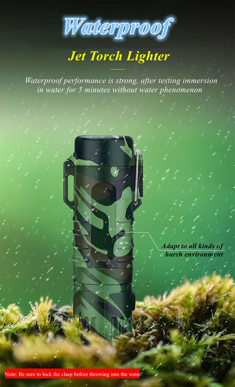 plasma lighter waterproof flashlight with lighter windproof green flame lighter